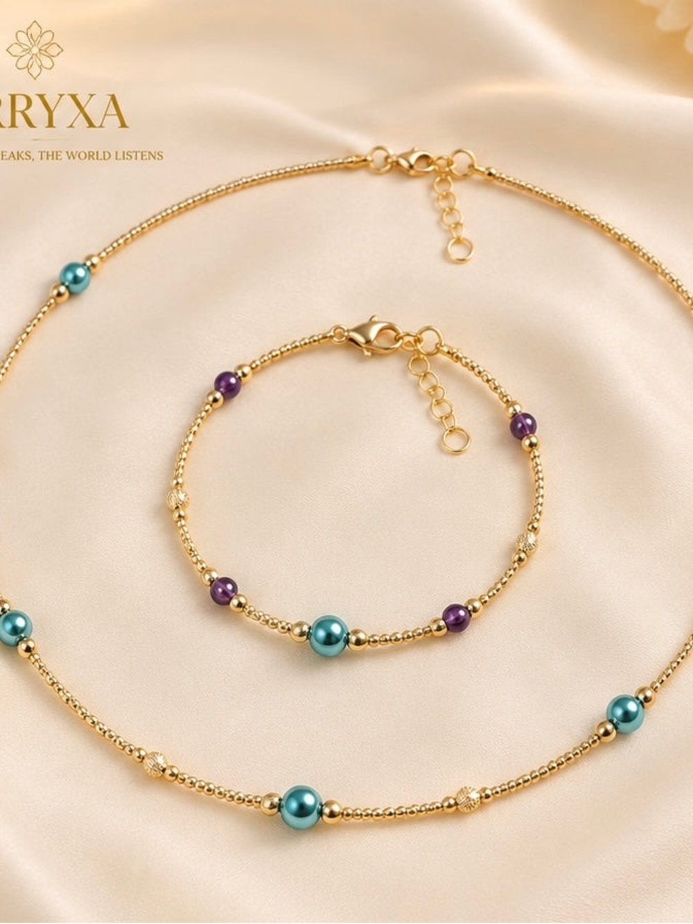 18k solid Italian gold and Bracelet Set